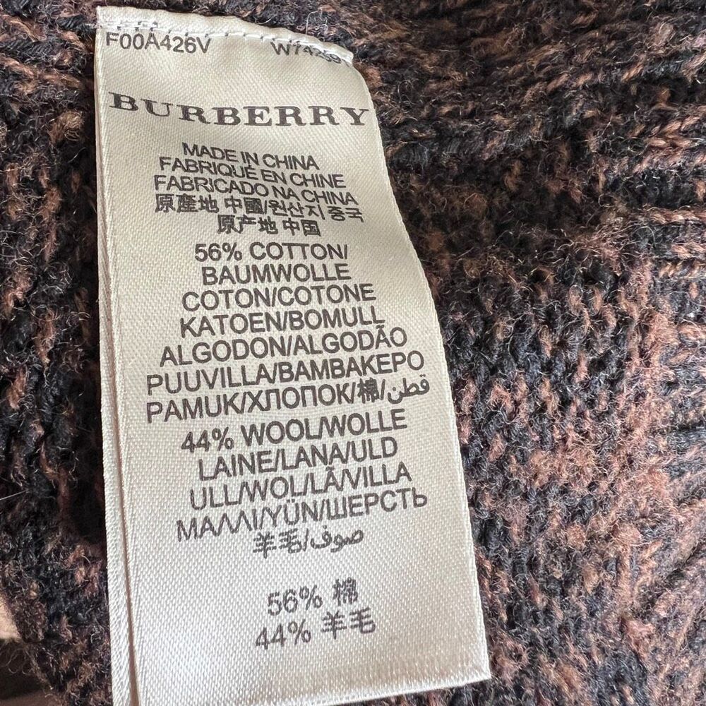 Burberry Brit Brown Marled Knit Tunic Sweater Cowl Neck Zip Pockets Size P - Picture 8 of 8